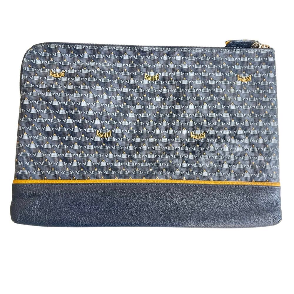 FAURÉ LE PAGE Navy Paris Blue Etendard Pochette Zip 35 Laptop Sleeve Pouch
